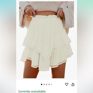 Women's Cream Ruffle Skort